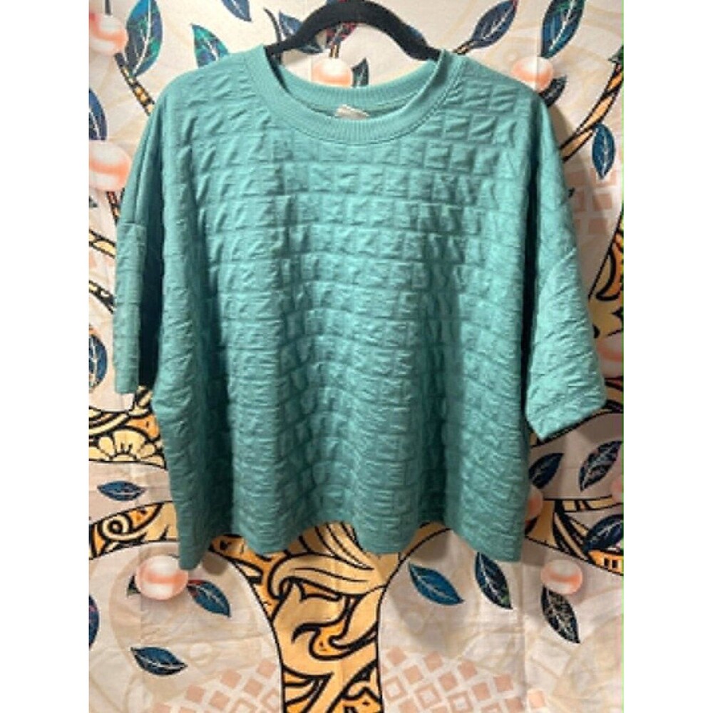 A New Day Textured Teal Short Sleeve Top – XXL